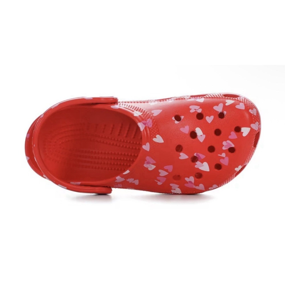 CROCS Classic Clog Valentine Day Hearts Red Size 6‎ Juniors =7.5-8 Women